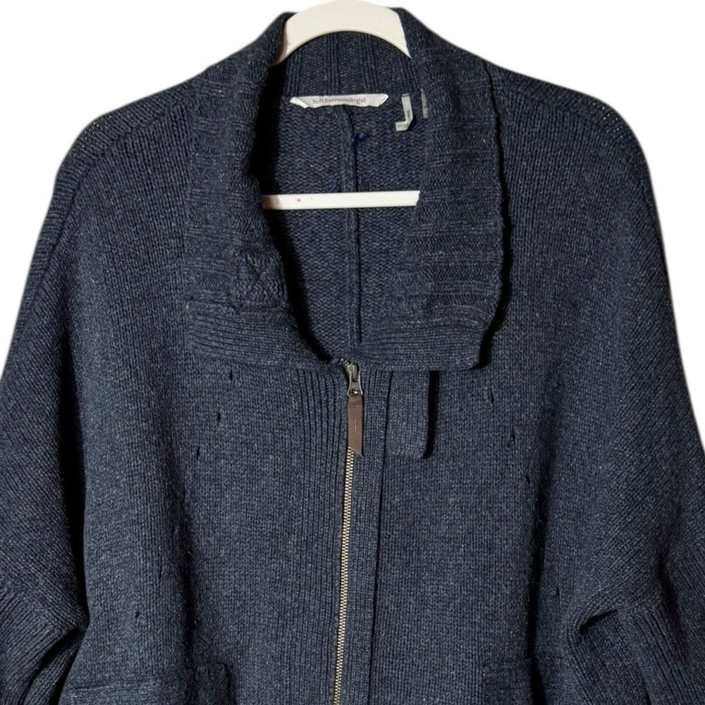 Soft Surroundings Women Oversized Sweater Full Zip XL Petite Indie Scandi Chunky - Picture 2 of 7